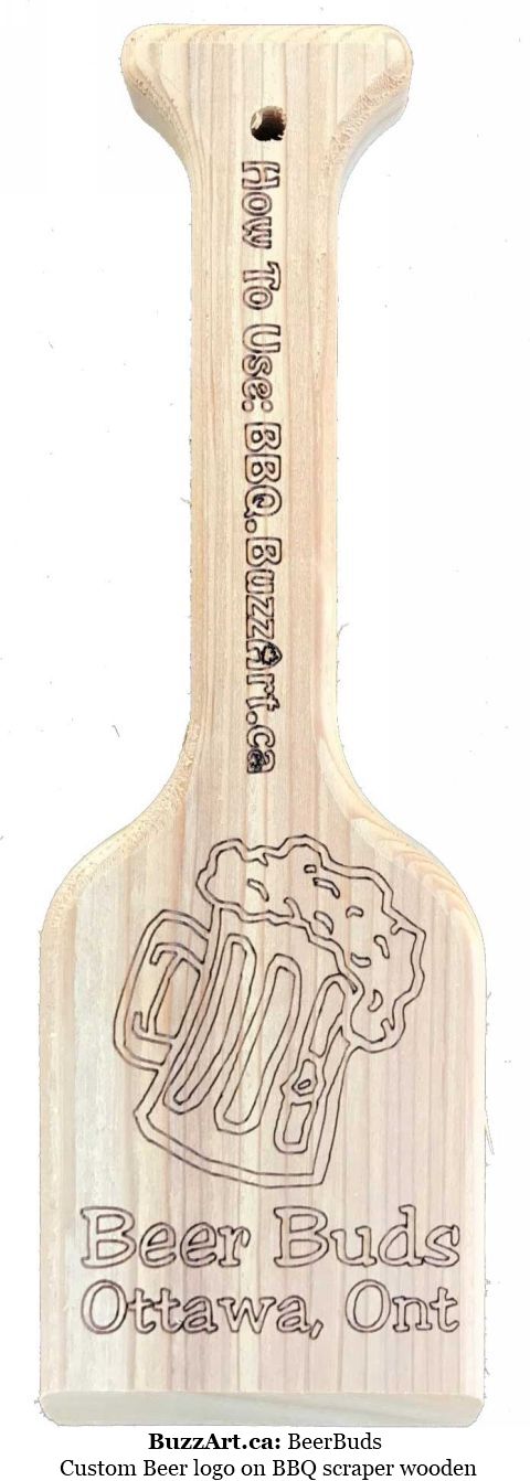 Custom Beer logo on BBQ scraper wooden